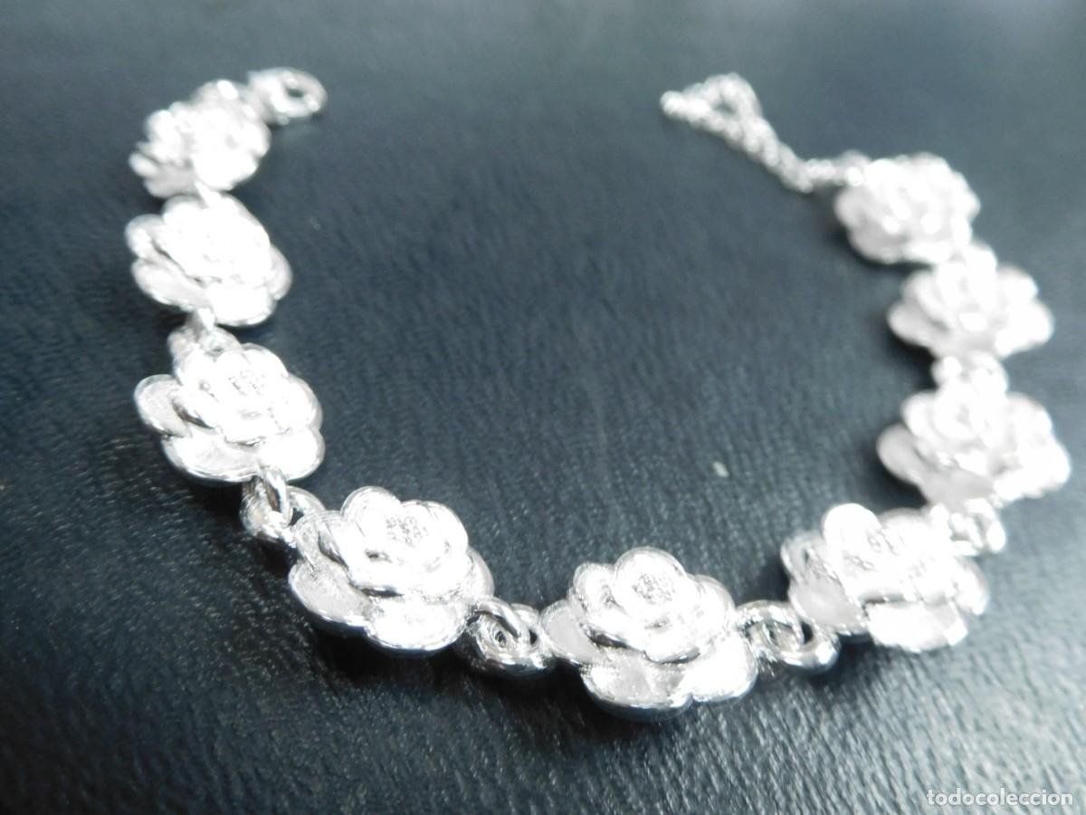 Joyeria: Pulsera de plata fina, De delicadas flores, Ley 925