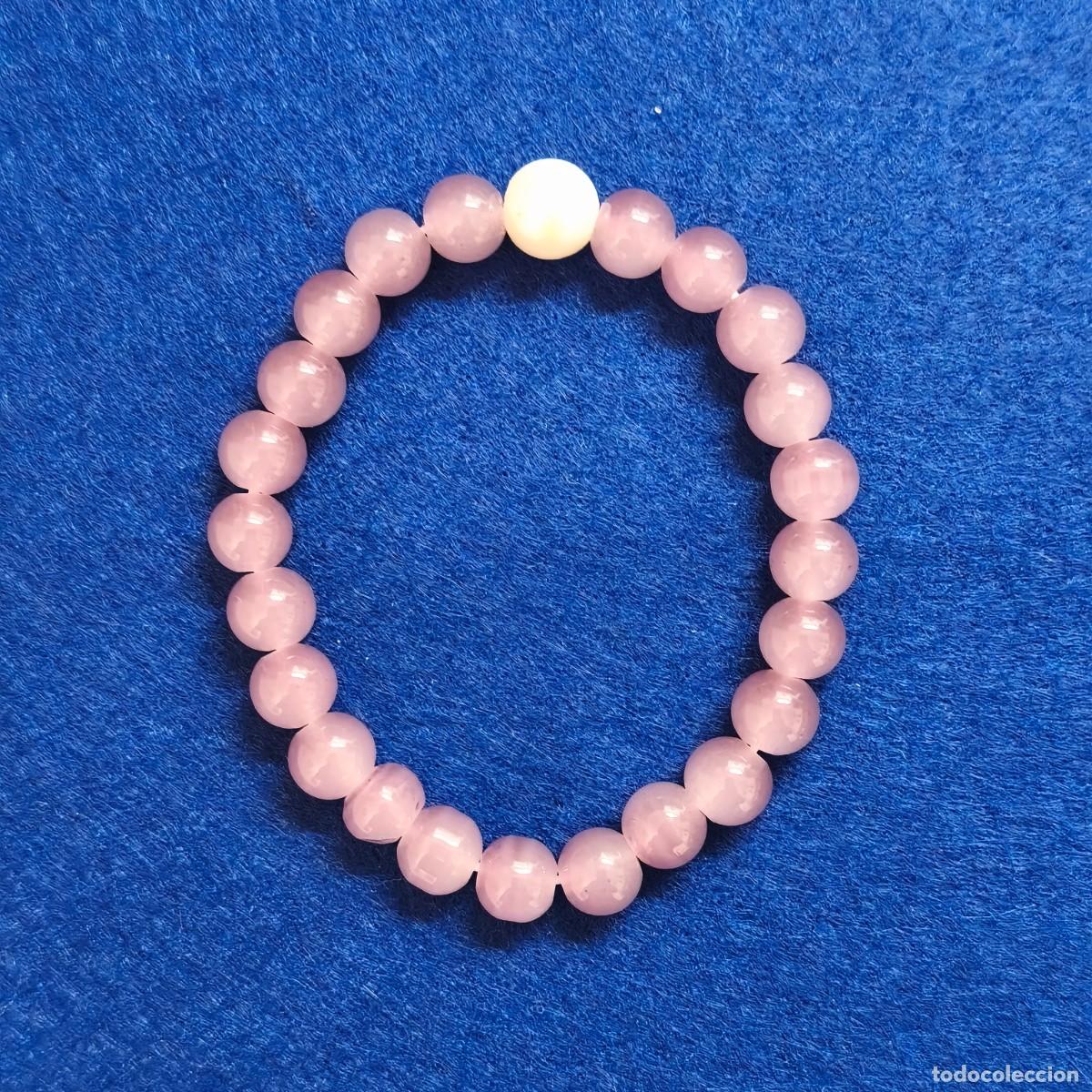 Joalharia: PULSERA ELASTICA PIEDRAS VIOLETA MATE Y PERLA CULTIVADA. BOLA 8,5 MM