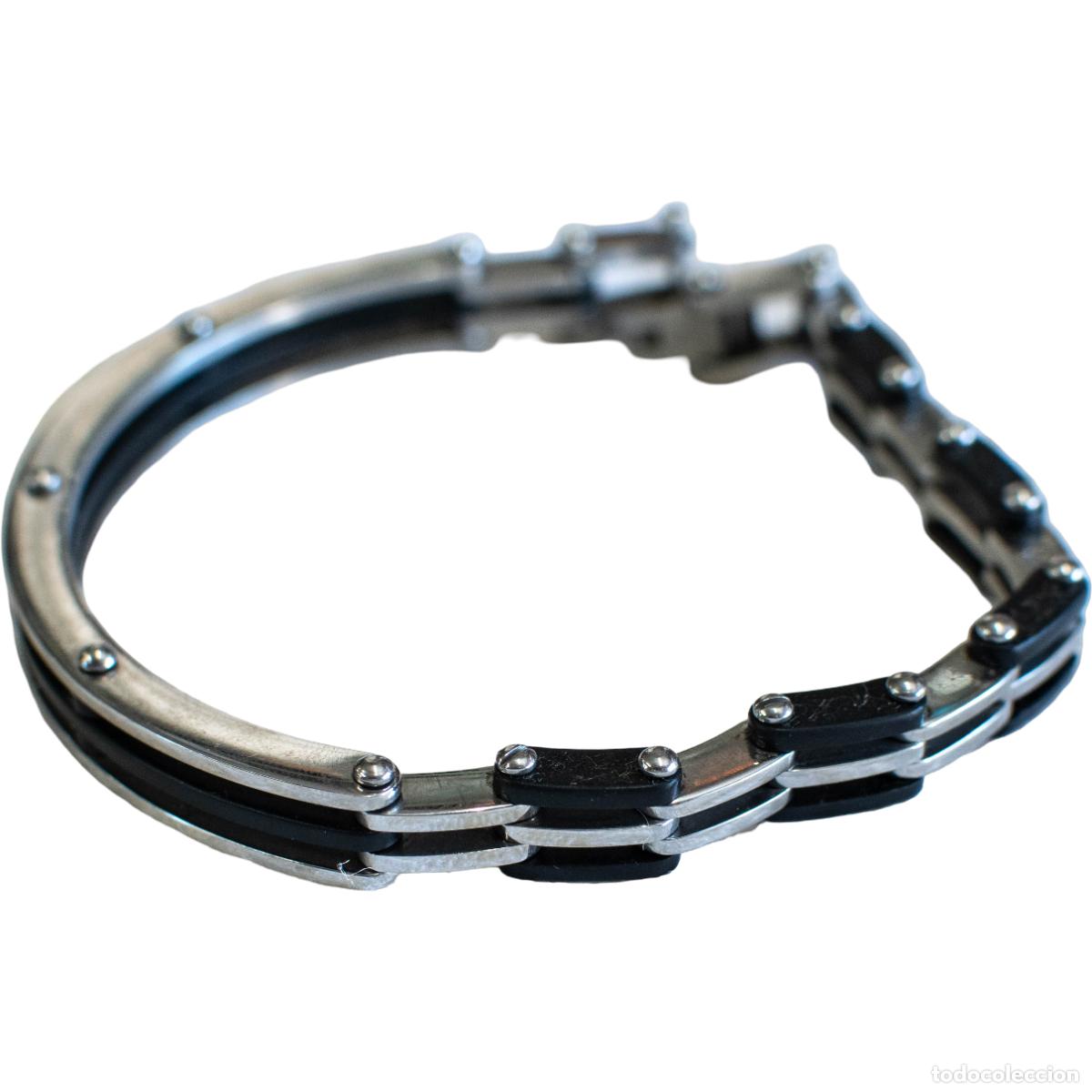 Joyeria: Pulsera de caucho y acero