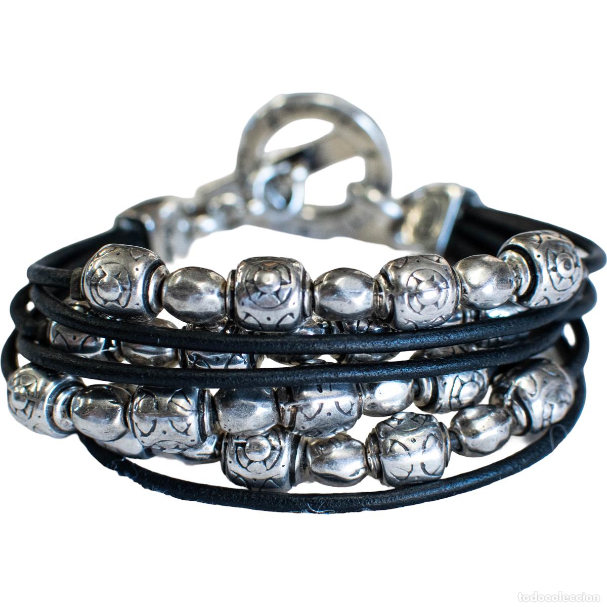 Jewelry: Pulsera Cicl&oacute;n de cuero y acero