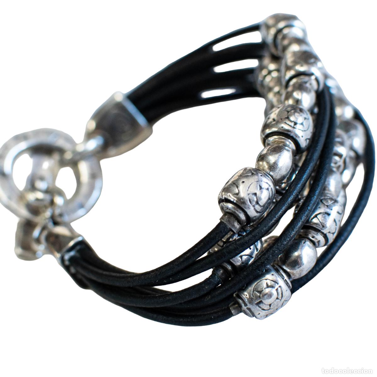 Joyeria: Pulsera Cicl&oacute;n de cuero y acero - Foto 2