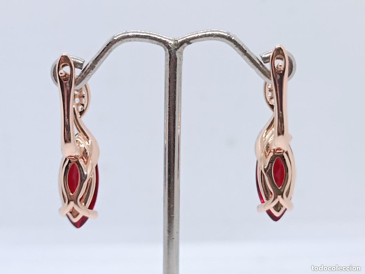 Joyeria: Pendientes en oro de 14k de dise&ntilde;o con rub&iacute;es - Foto 4