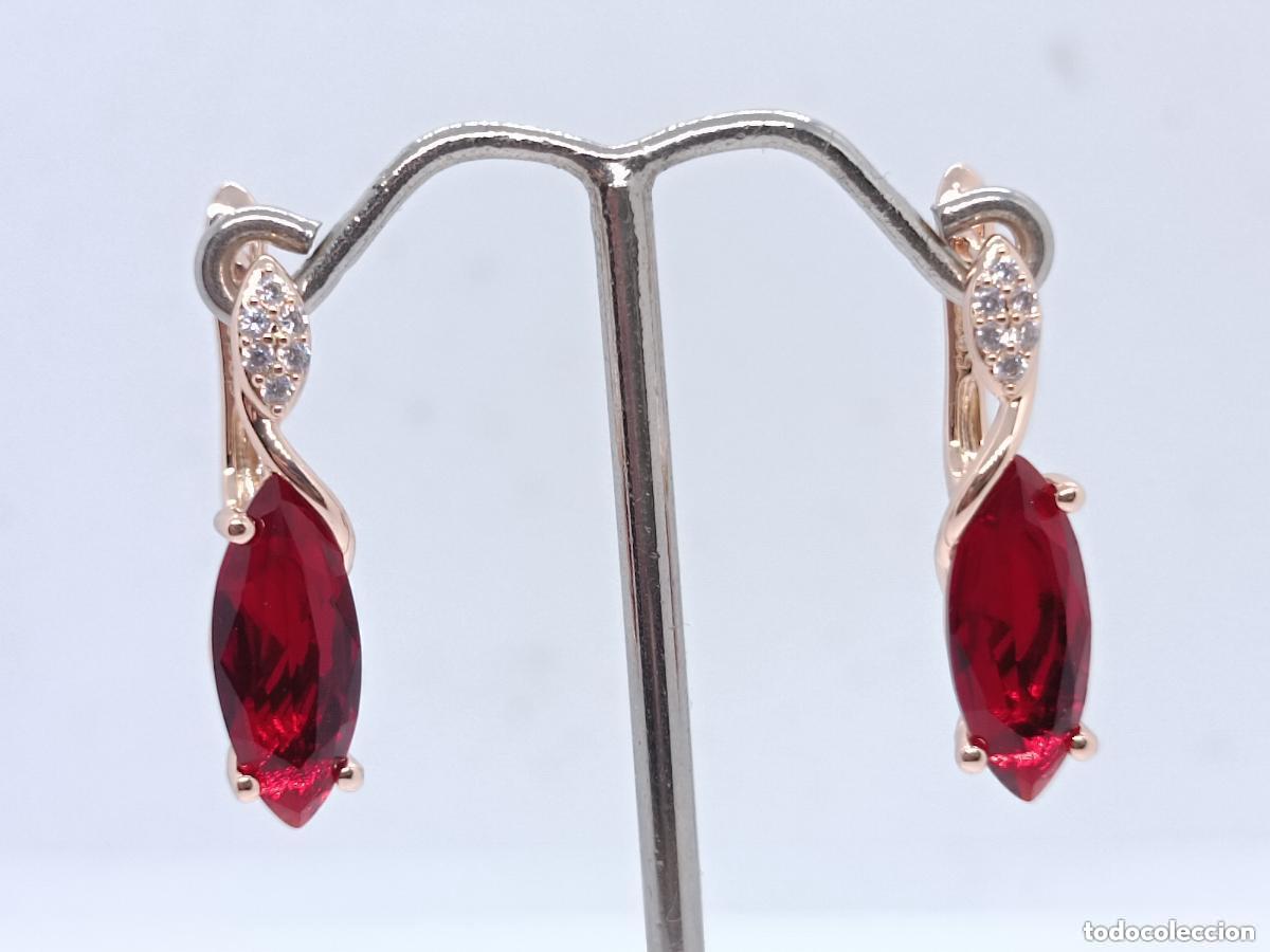 Joyeria: Pendientes en oro de 14k de dise&ntilde;o con rub&iacute;es - Foto 1