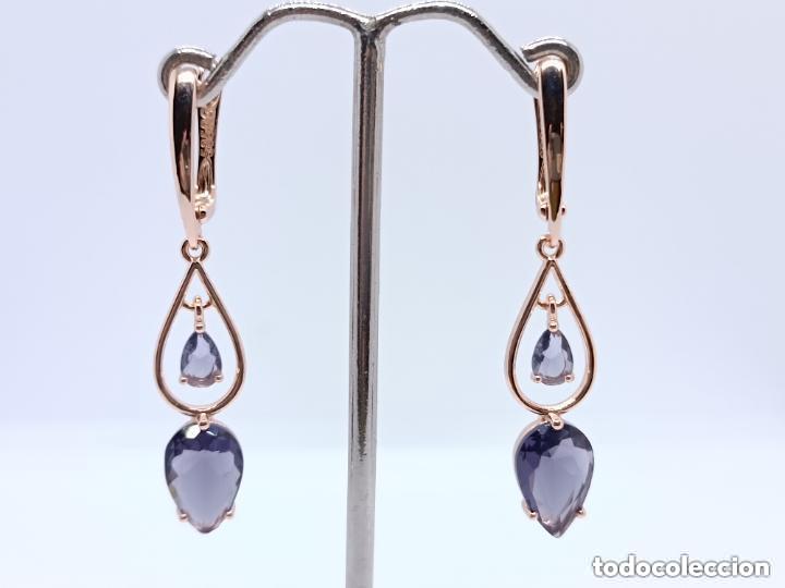 Jewelry: Excelentes pendientes largos en oro de 14k contrastado con cuarzos ahumados