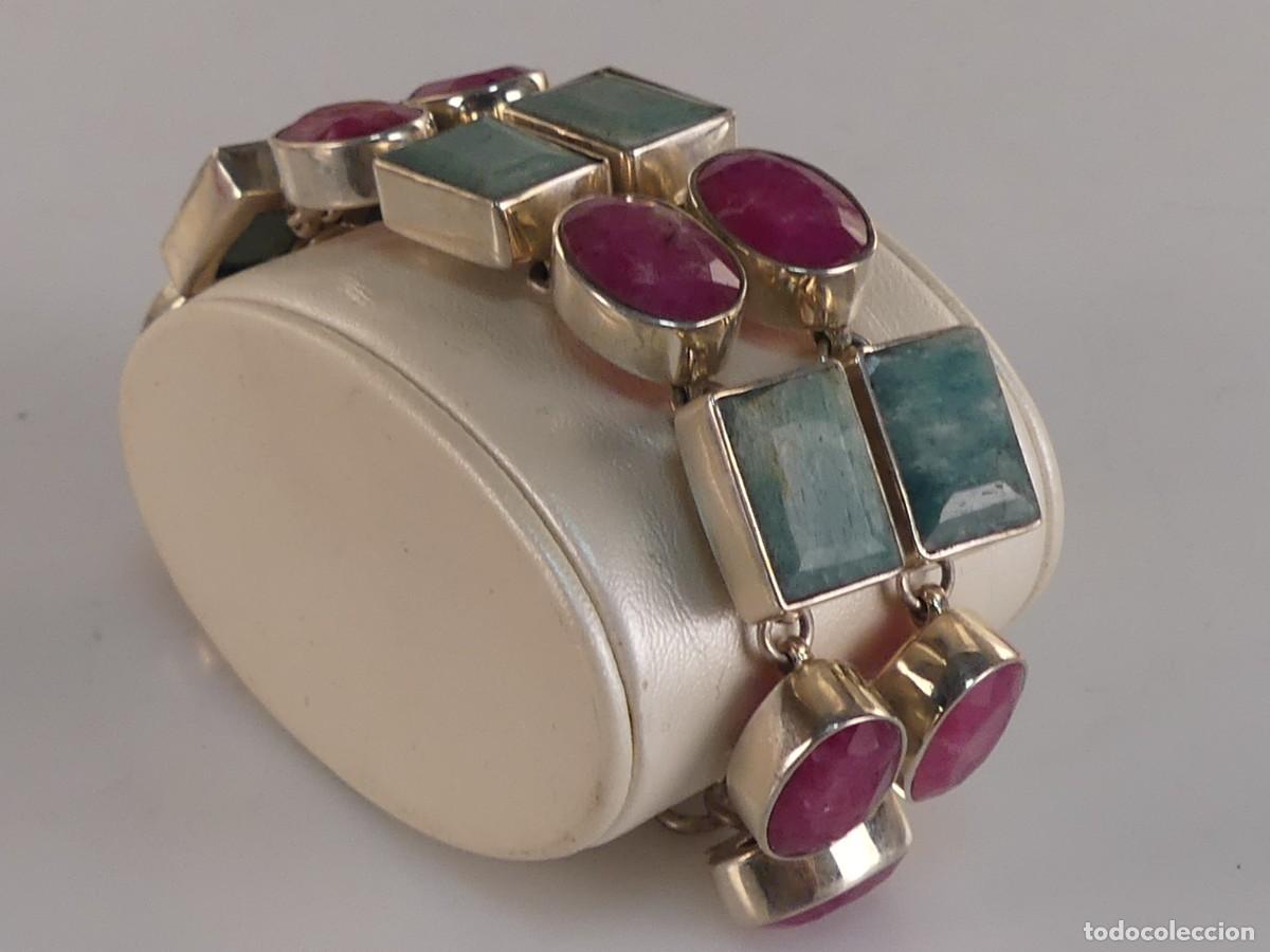 Jewelry: PRECIOSA PULSERA DE PLATA Y PIEDRAS NATURALES PESO TOTAL 60,77 GRAMOS