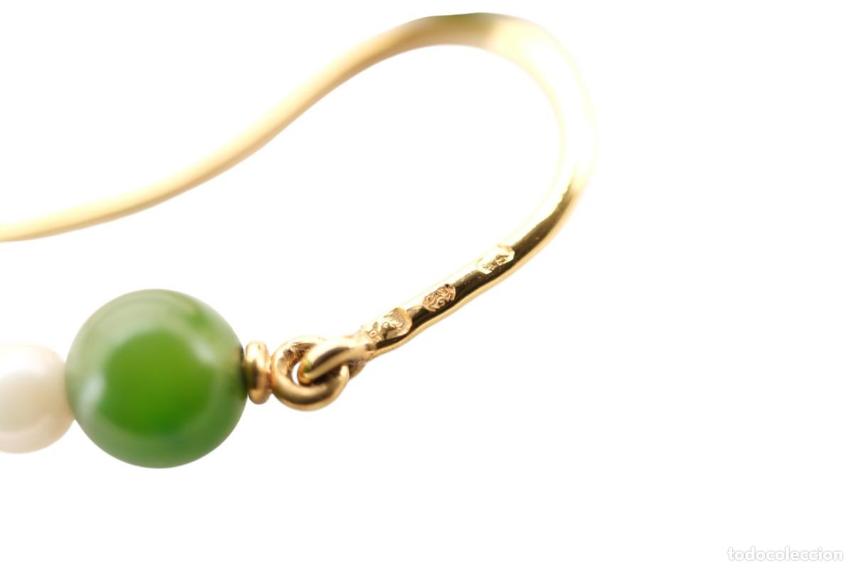 Joyeria: Pendientes de oro de 19,2 quilates con crisoprasas y perlas - Foto 7