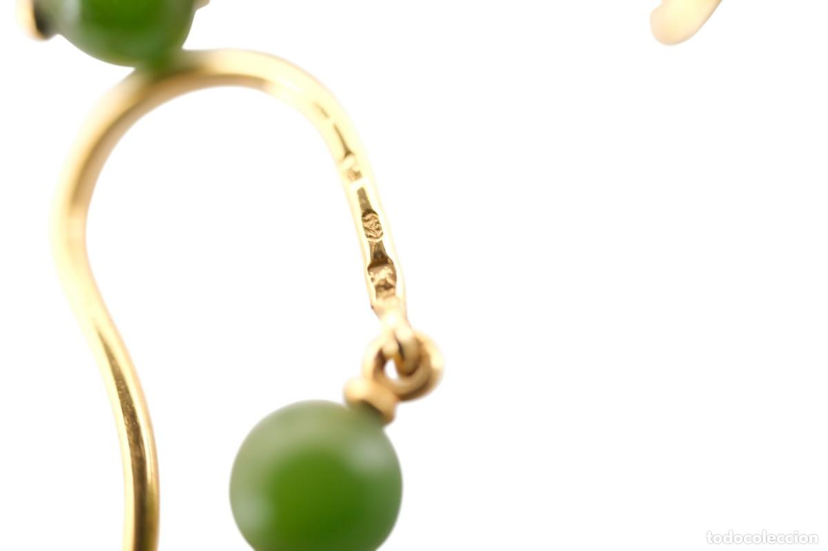 Joyeria: Pendientes de oro de 19,2 quilates con crisoprasas y perlas - Foto 8