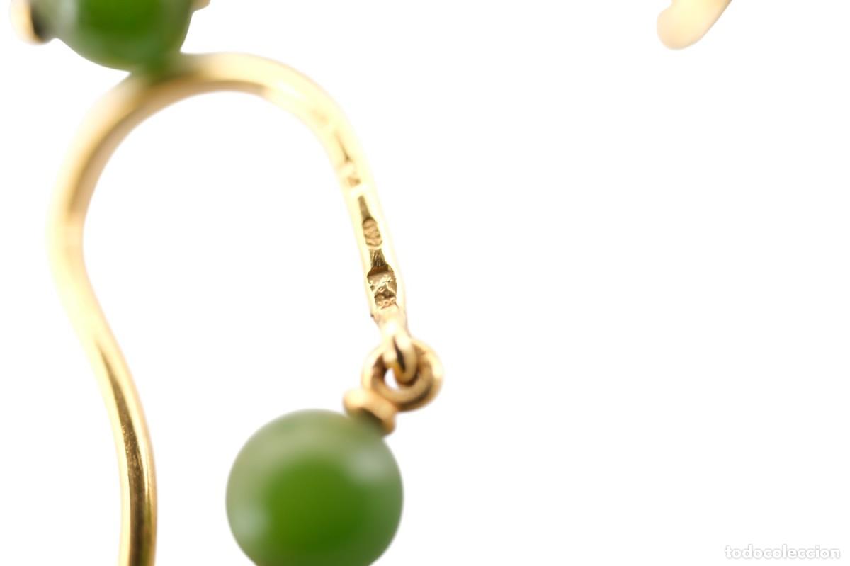 Joyeria: Pendientes de oro de 19,2 quilates con crisoprasas y perlas - Foto 9