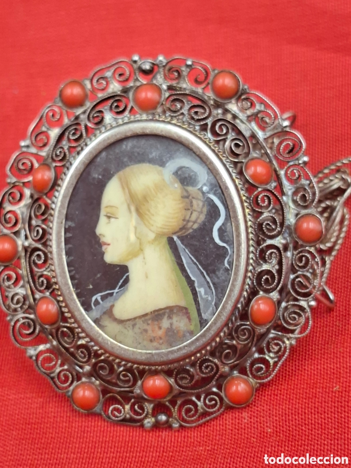 Joyeria: Antigua medalla broche filigrana - Foto 2