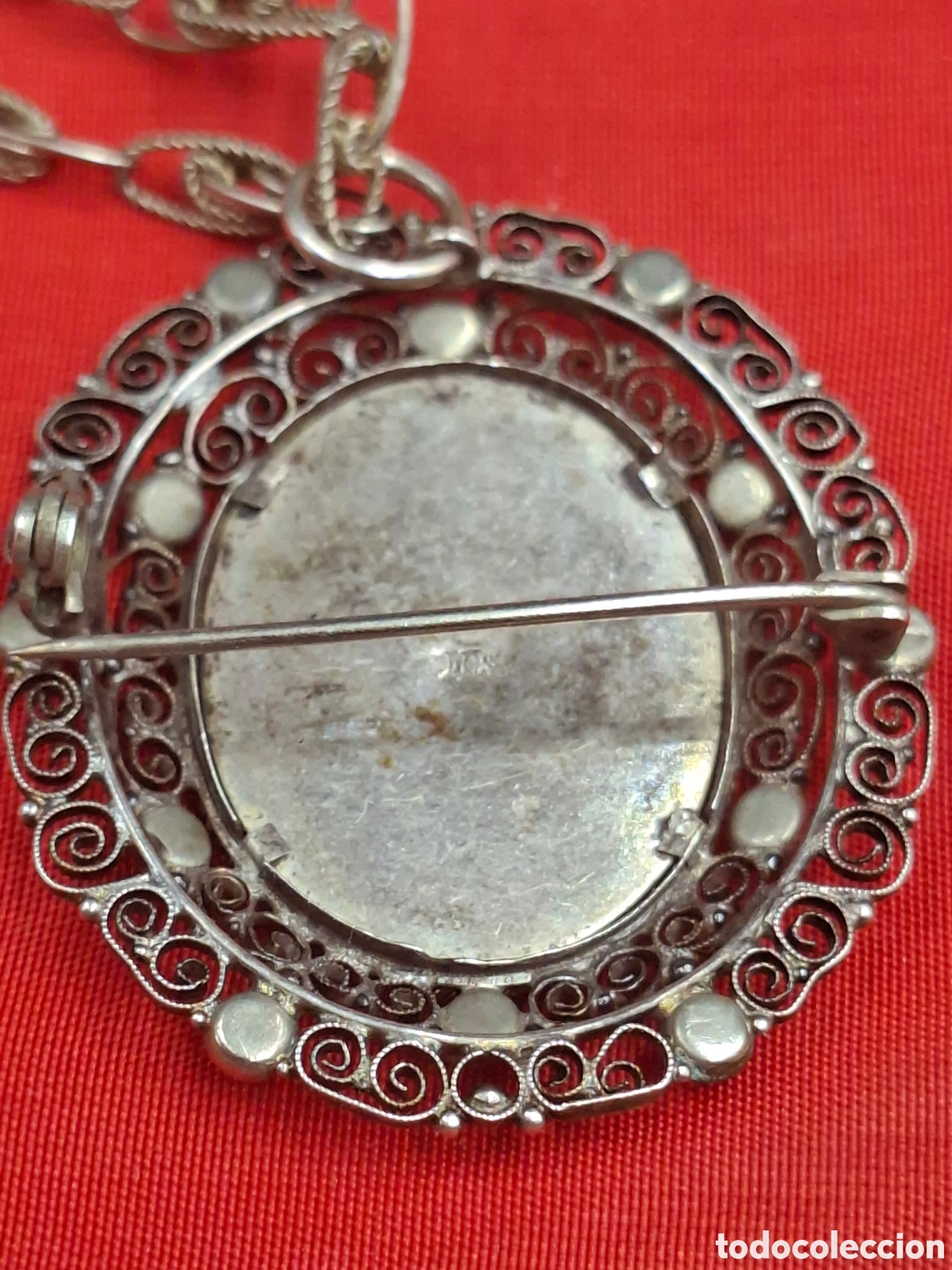Joyeria: Antigua medalla broche filigrana - Foto 3