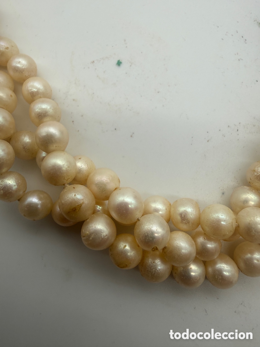 Joyeria: Collar antiguo de perlas, oro 18K y plata. - Foto 6