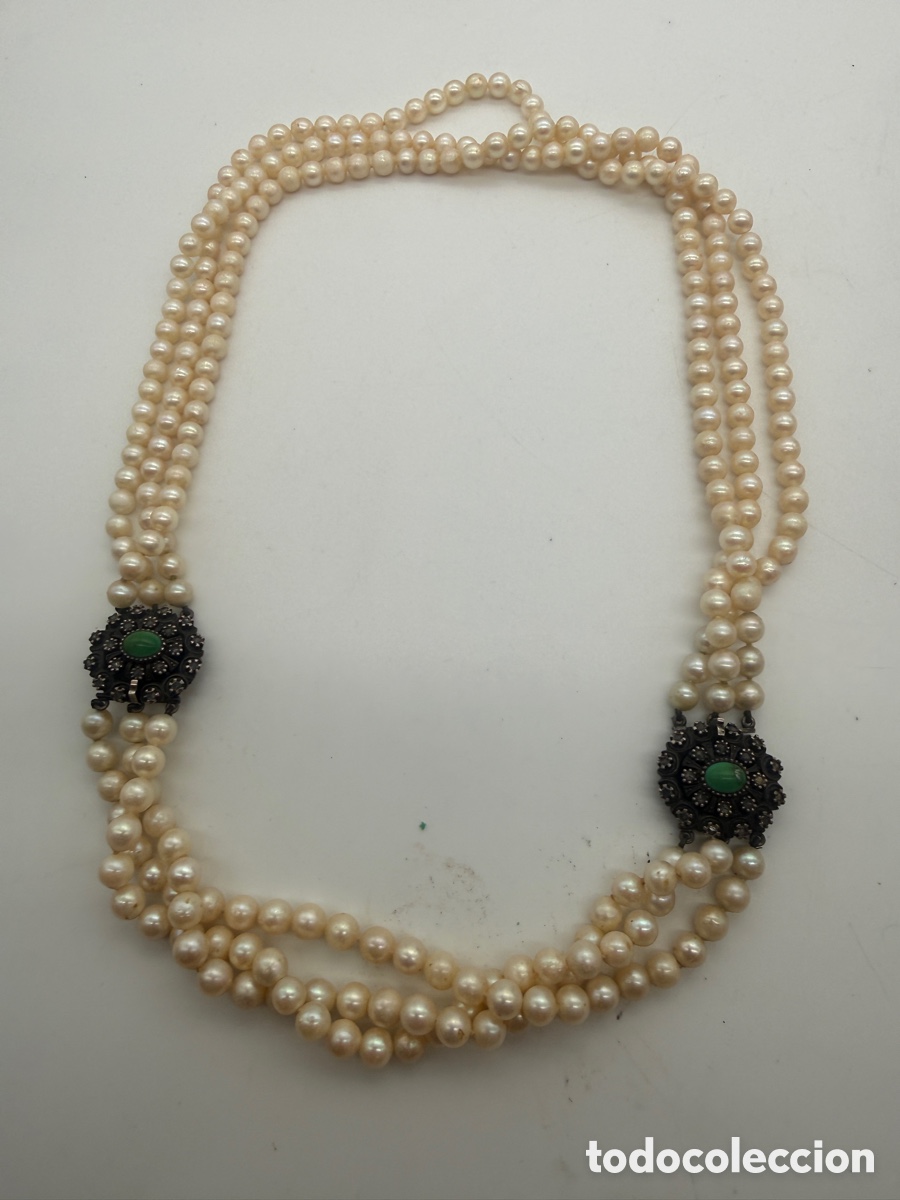 Joyeria: Collar antiguo de perlas, oro 18K y plata. - Foto 9