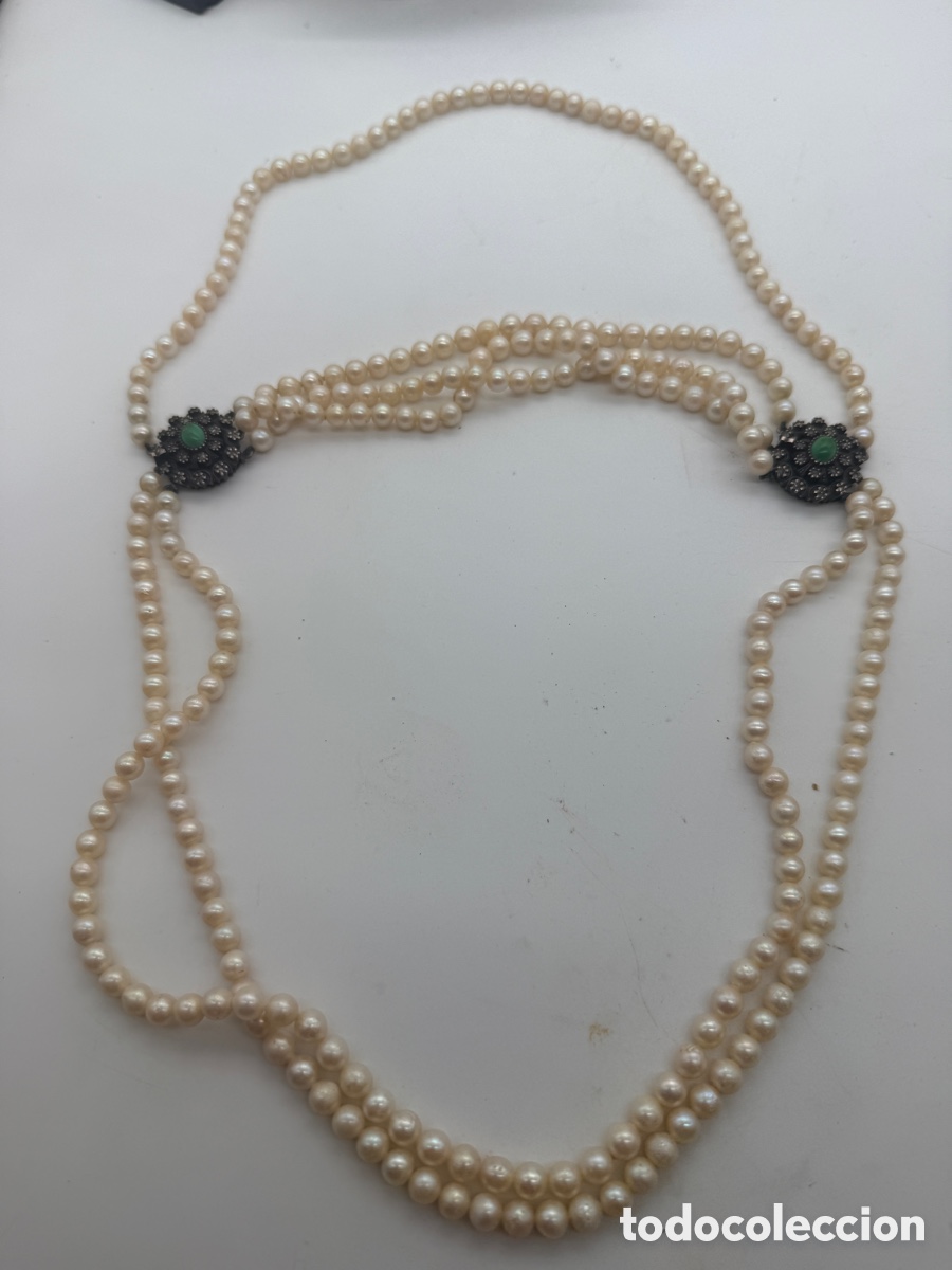 Gioielleria: Collar antiguo de perlas, oro 18K y plata.