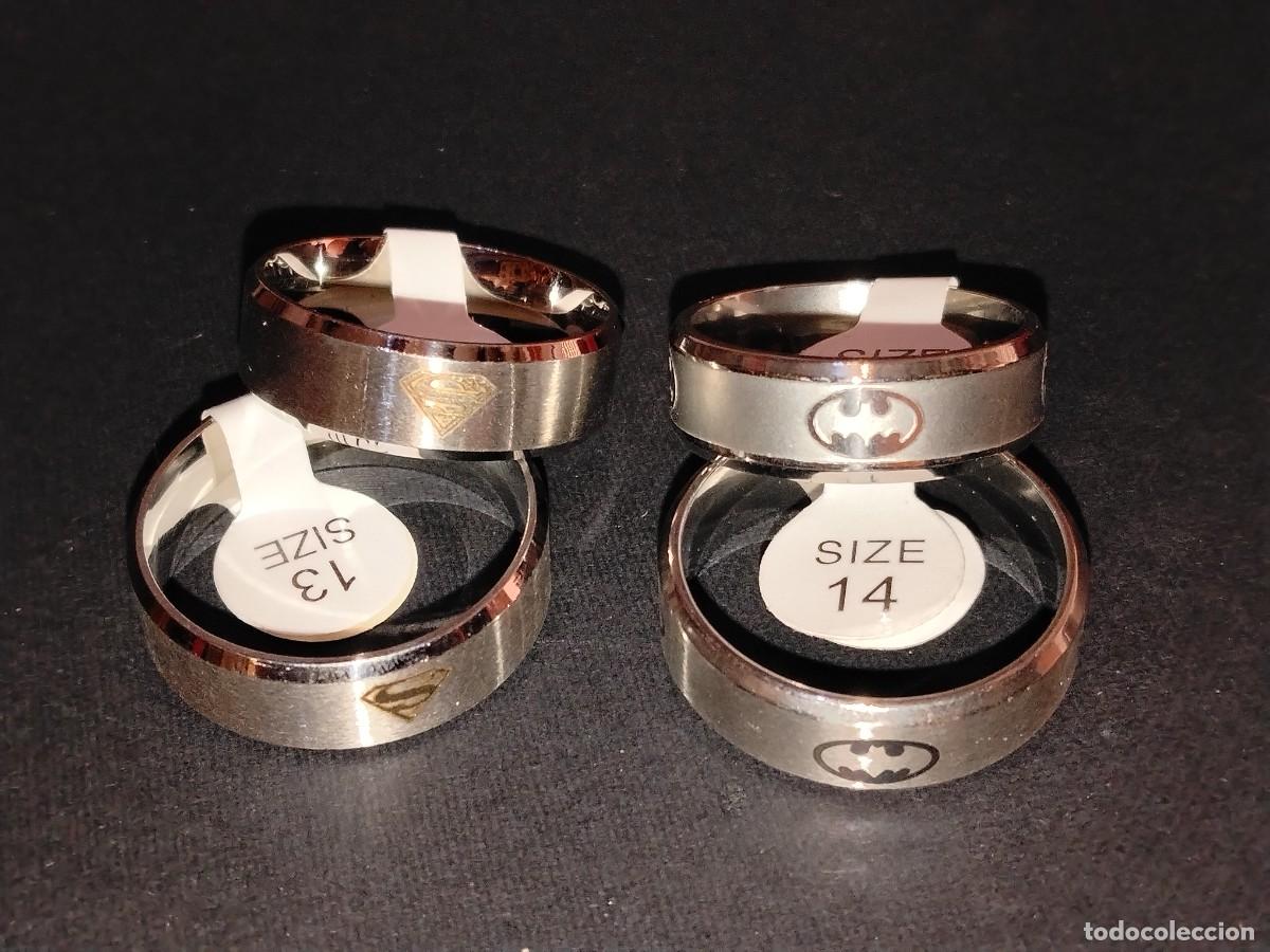 Gioielleria: PACK DE 4 ANILLOS DE SUPERMAN (N&ordm;13 Y12) EN ACERO INOX Y BATMAN(N&ordm;14,11)
