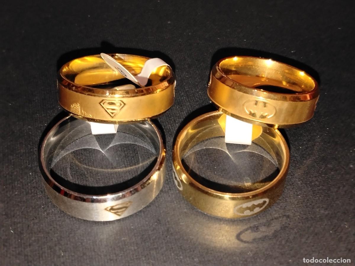 Gioielleria: PACK DE 2 ANILLOS DE BATMAN,1 DE SUPERMAN EN GOLD FILLED (N&ordm;11,13Y12)1 EN ACERO INOX DE SUPERMAN(14)