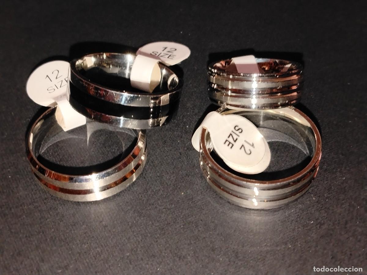 Gioielleria: PACK DE 4 ANILLOS EN ACERO INOX Y TITANEO DISE&Ntilde;OS CLASICOS(N&ordm; 12,12,12 Y 8)