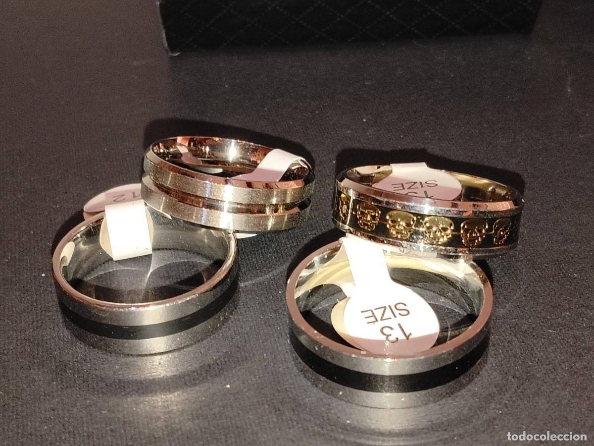Gioielleria: PACK DE 4 ANILLOS EN ACERO INOX Y TITANEO DISE&Ntilde;OS EXCLUSIVOS CALAVERA(N&ordm; 13,13,12 Y 12)