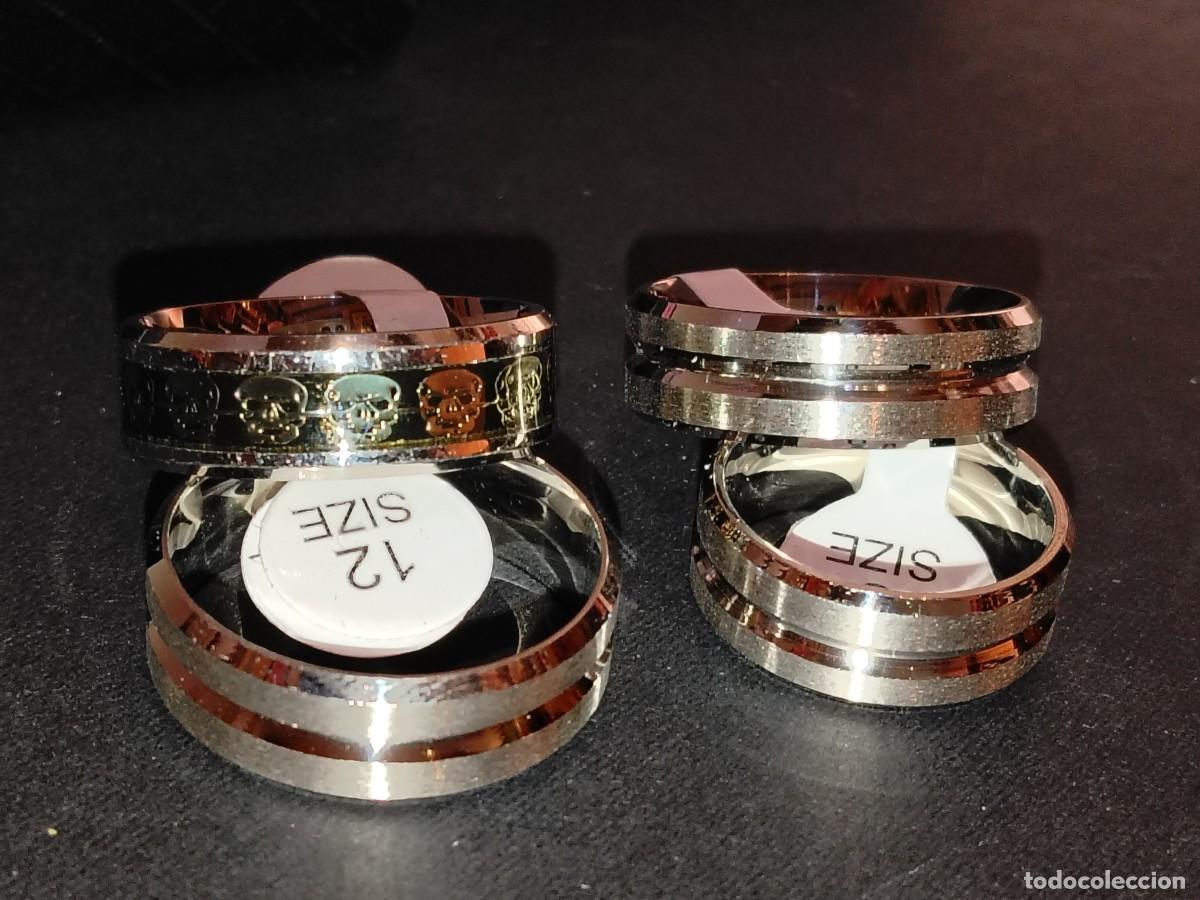 Joyeria: PACK DE 4 ANILLOS EN ACERO INOX Y TITANEO DISE&Ntilde;OS EXCLUSIVOS CALAVERA(N&ordm; 18,12,12 Y 12)