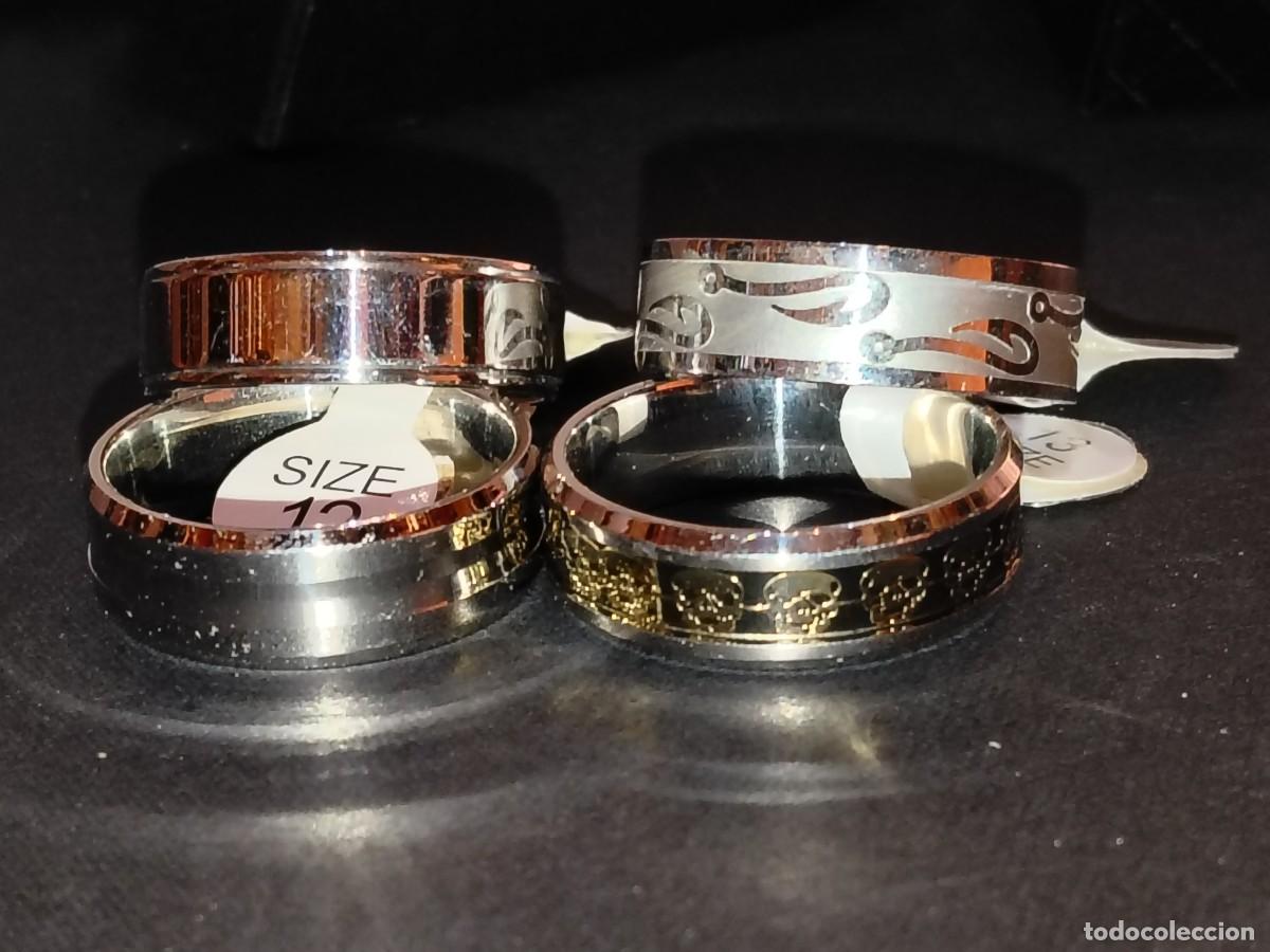 Joyeria: PACK DE 4 ANILLOS EN ACERO INOX Y TITANEO DISE&Ntilde;OS EXCLUSIVOS (N&ordm; 13,13,12 Y 12)