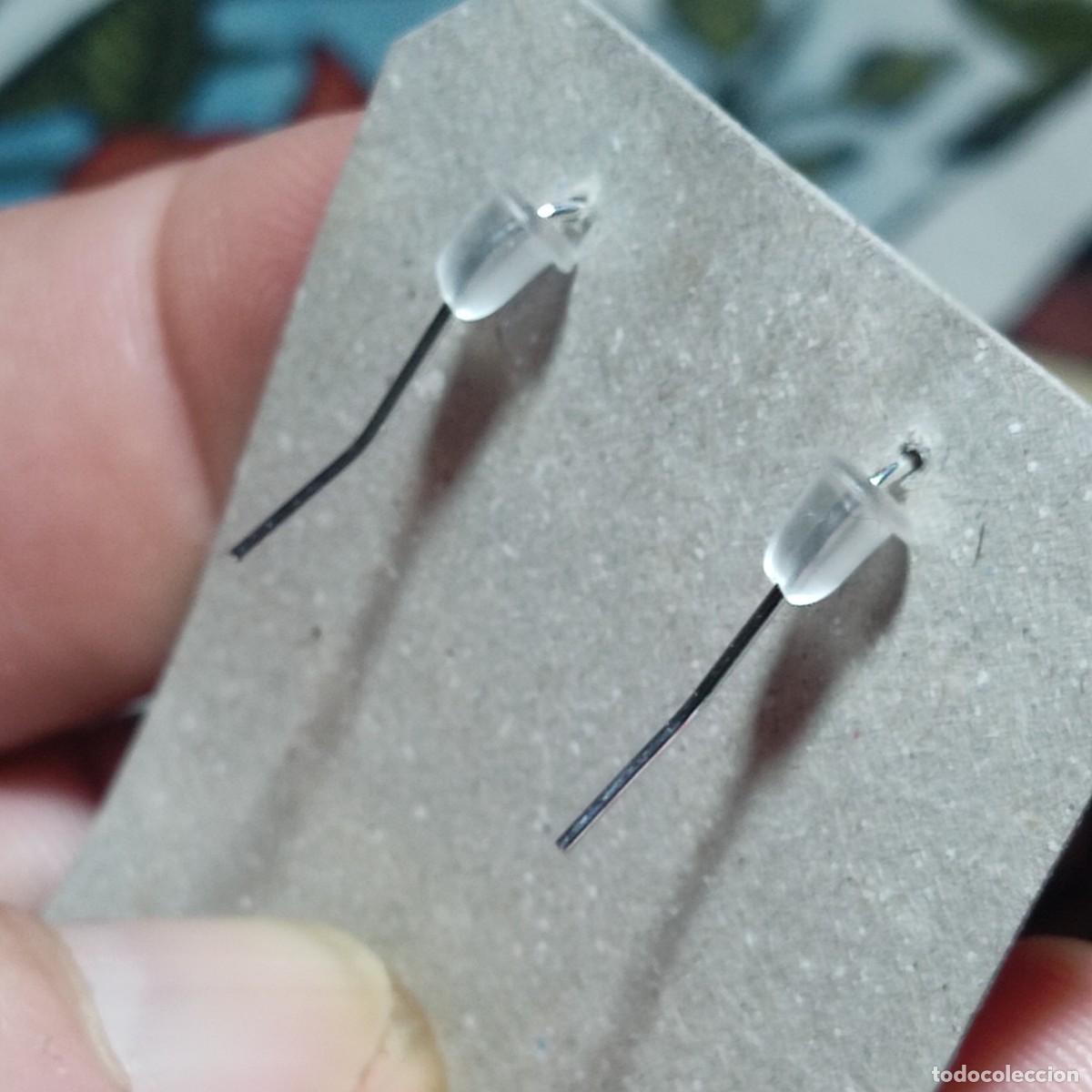 Joyeria: Pendientes de nacar celeste y cristal.Vintage. - Foto 7