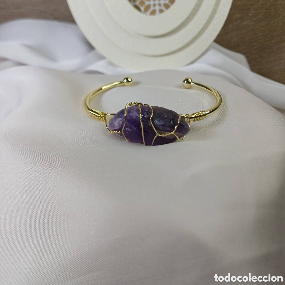 Joyeria: BRAZALETE CHAPADO ORO Y AMATISTA NATURAL