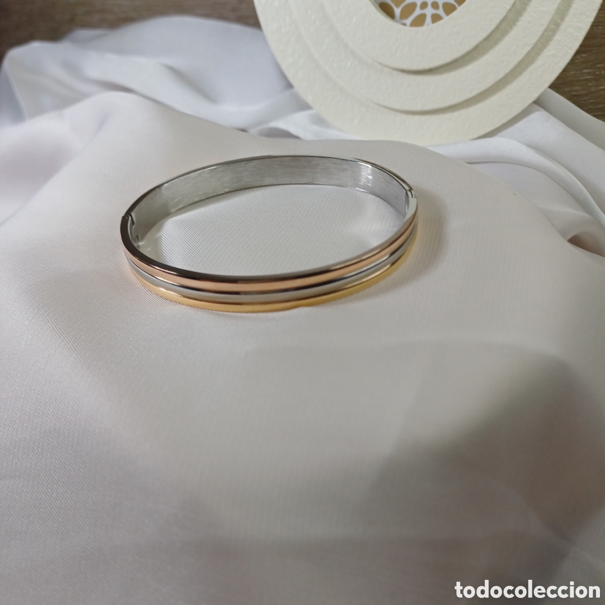Joyeria: BRAZALETE CHAPADO ORO 18 K Y ACERO 3 OROS
