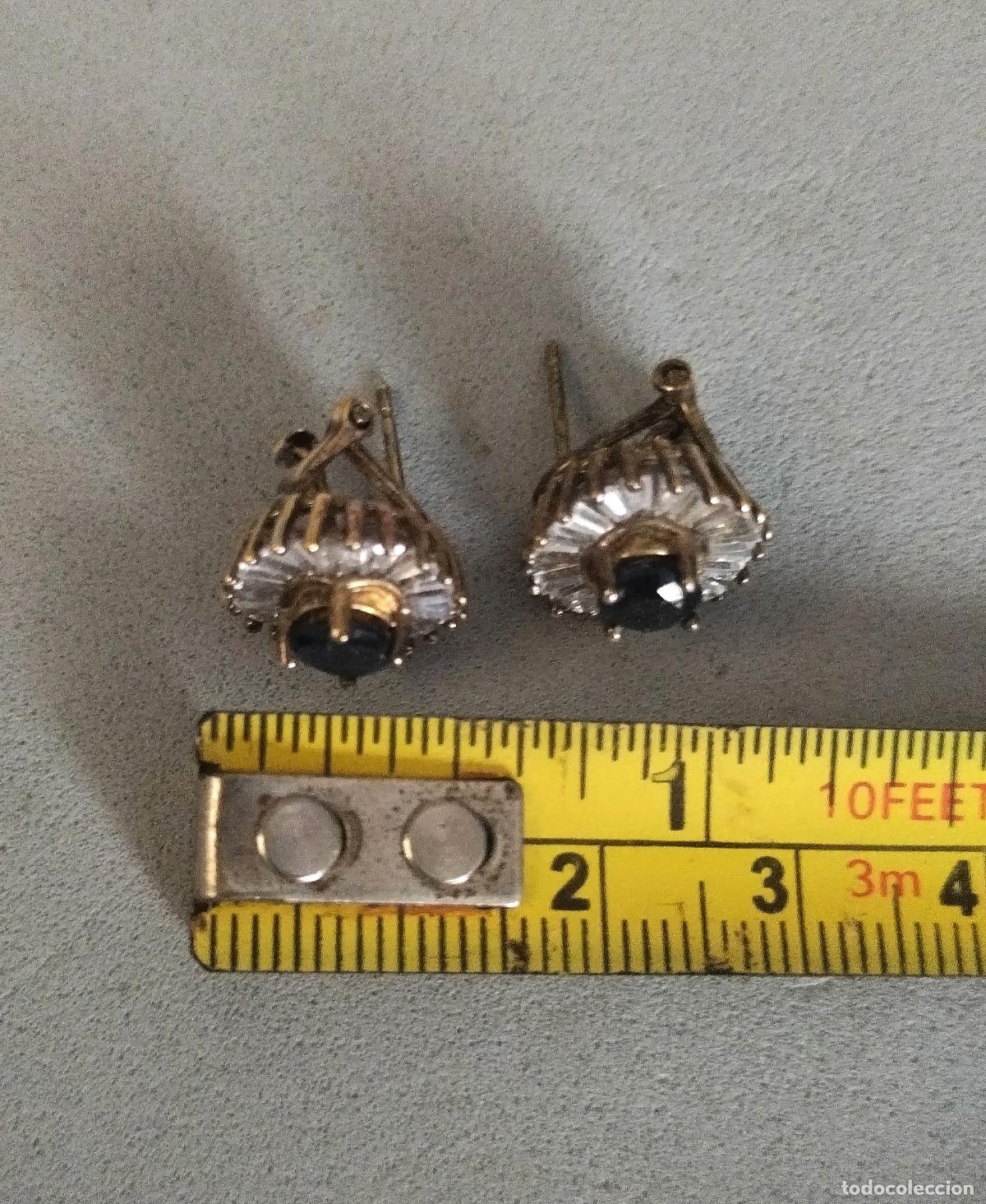 Joyeria: Pendientes de plata de ley con piedras, cierre de omega. - Foto 4