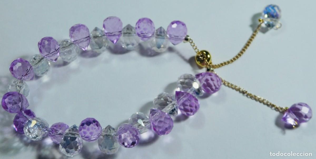 Joyeria: pulserade bolas de cristal color amatista - Foto 1