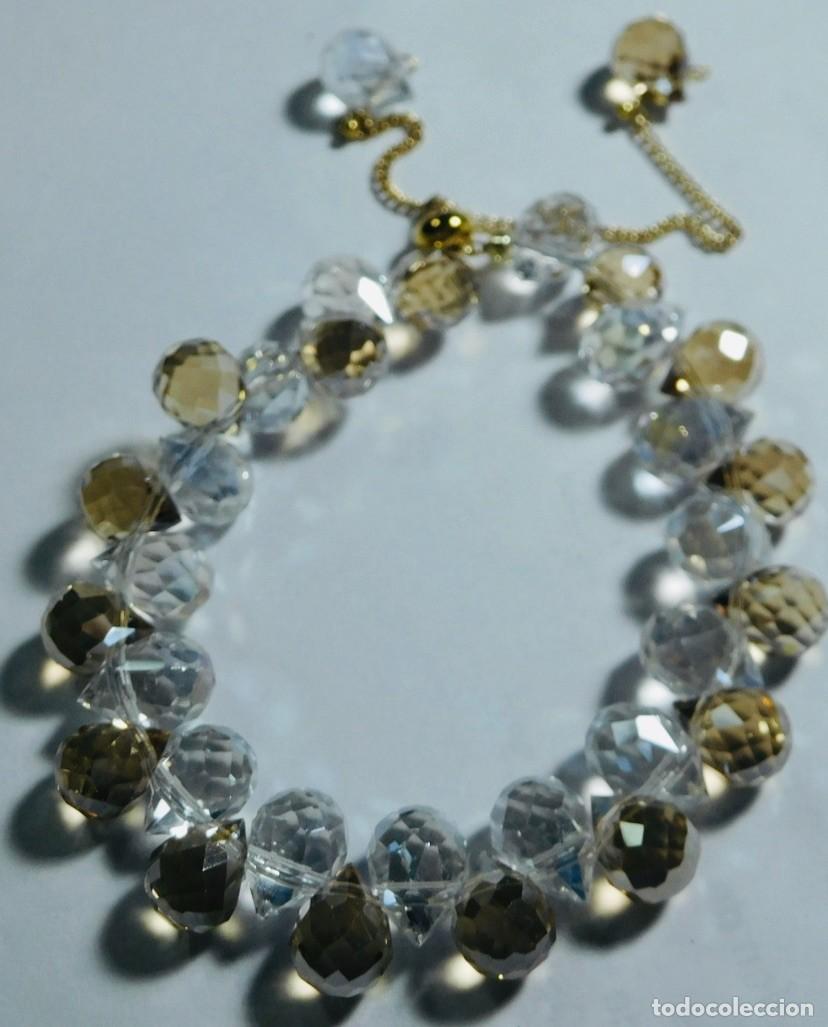 Joyeria: pulserade bolas de cristal color marrones