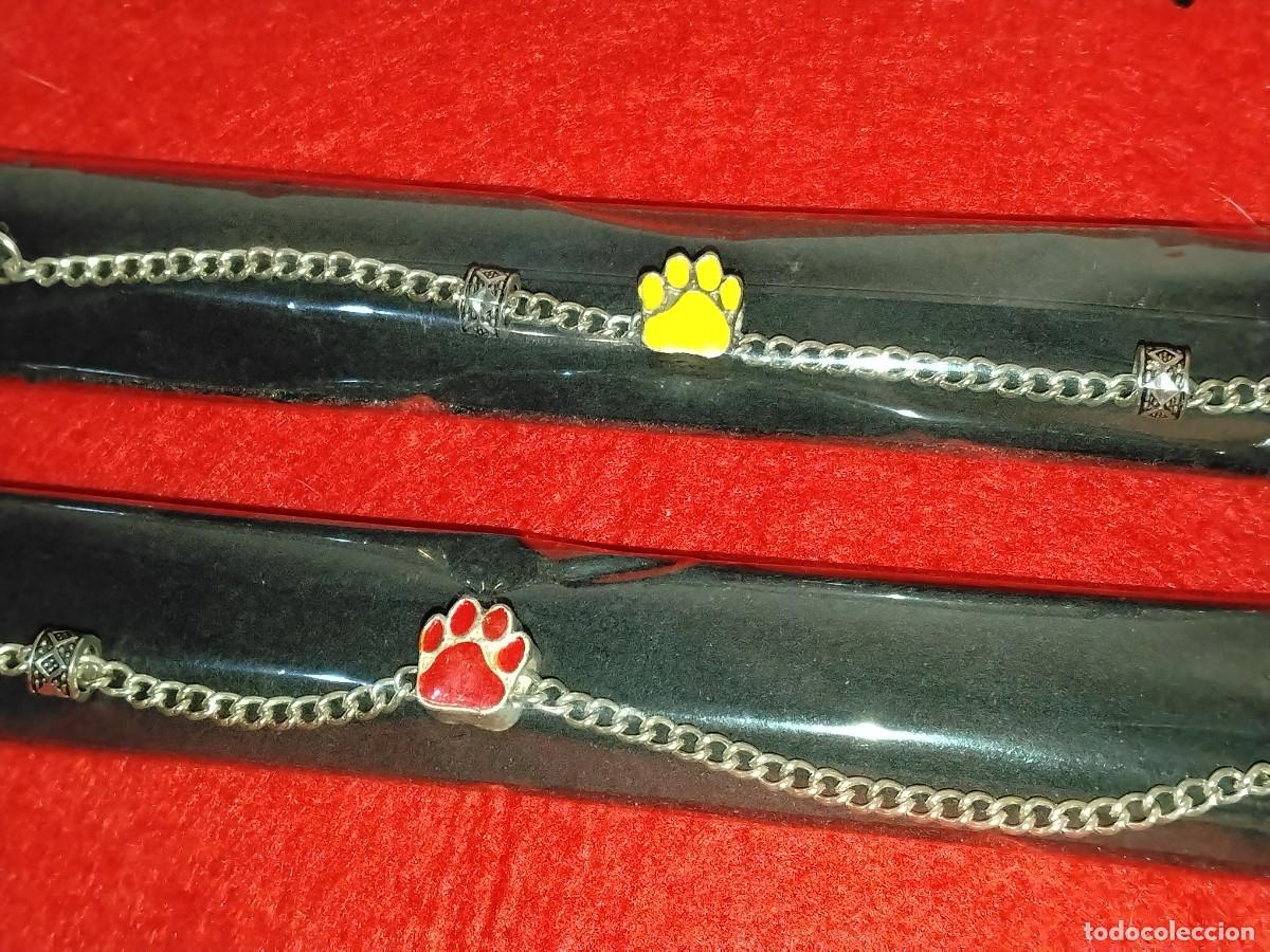 Joyeria: PRECIOSAS PULSERAS HUELLA EN COLOR ROJO Y AMARILLO EN ACERO Y PLATA TIBETANA 18 cm