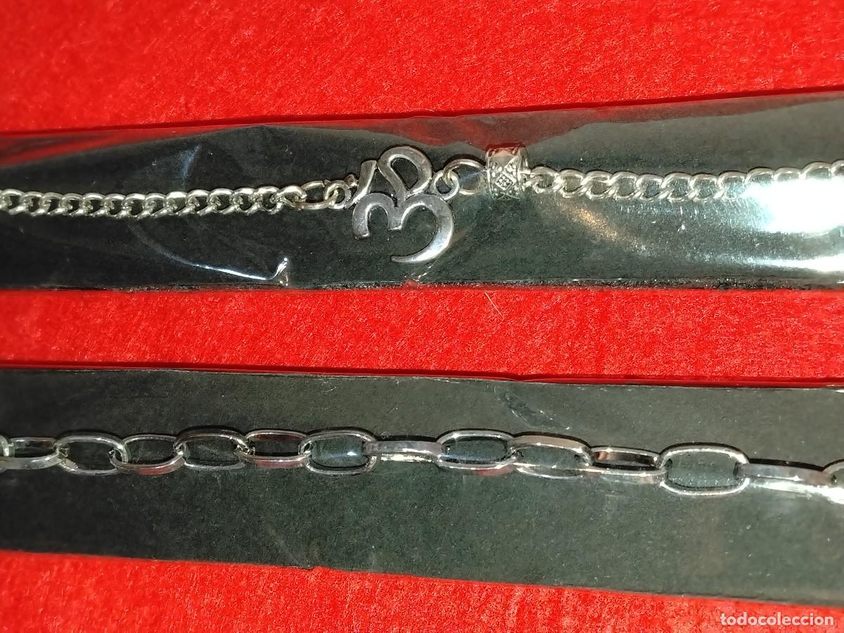 Joyeria: PRECIOSAS PULSERAS DISE&Ntilde;O ESLABON Y SIMBOLO OM EN ACERO Y PLATA TIBETANA 17 Y 19 cm