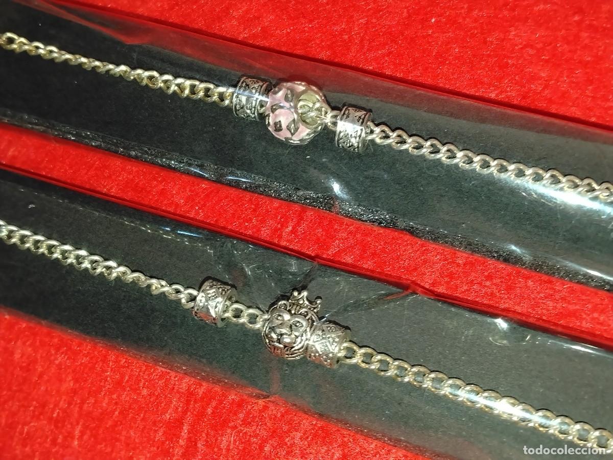 Joyeria: PRECIOSAS PULSERAS DISE&Ntilde;O LEON Y ABALORIO ROSA EN ACERO Y PLATA TIBETANA 18 Y 18 cm