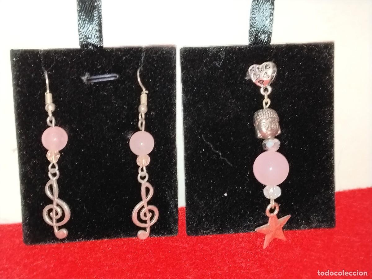 Schmuck: PRECIOSOS CONJUNTOS DE PENDIENTES Y COLGANTE CUARZO ROSA Y PLATA TIBETANA