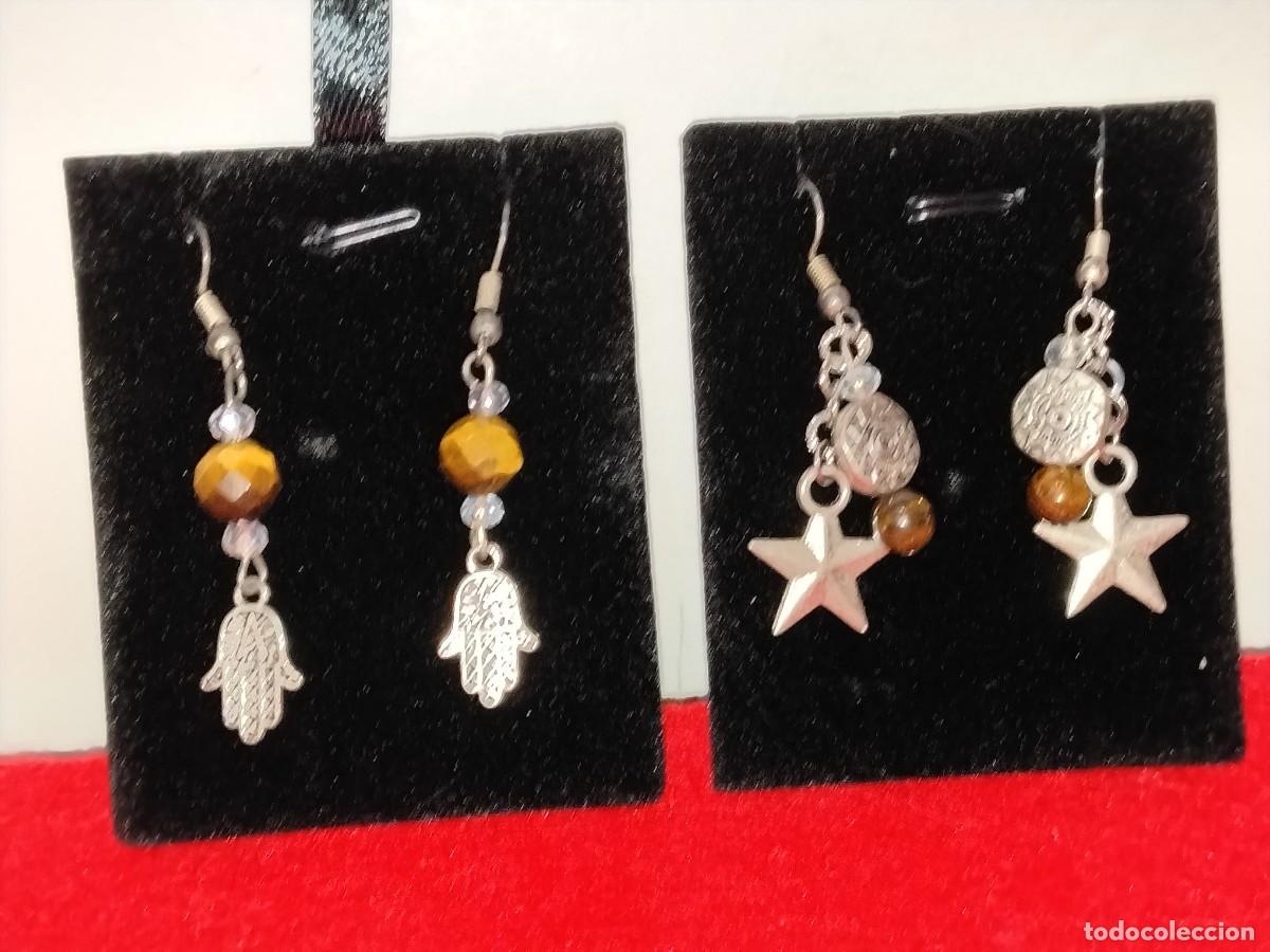 Schmuck: PRECIOSOS CONJUNTOS DE PENDIENTES EN PIEDRAS NATURALES OJO DE TIGRE EN PLATA TIBETANA