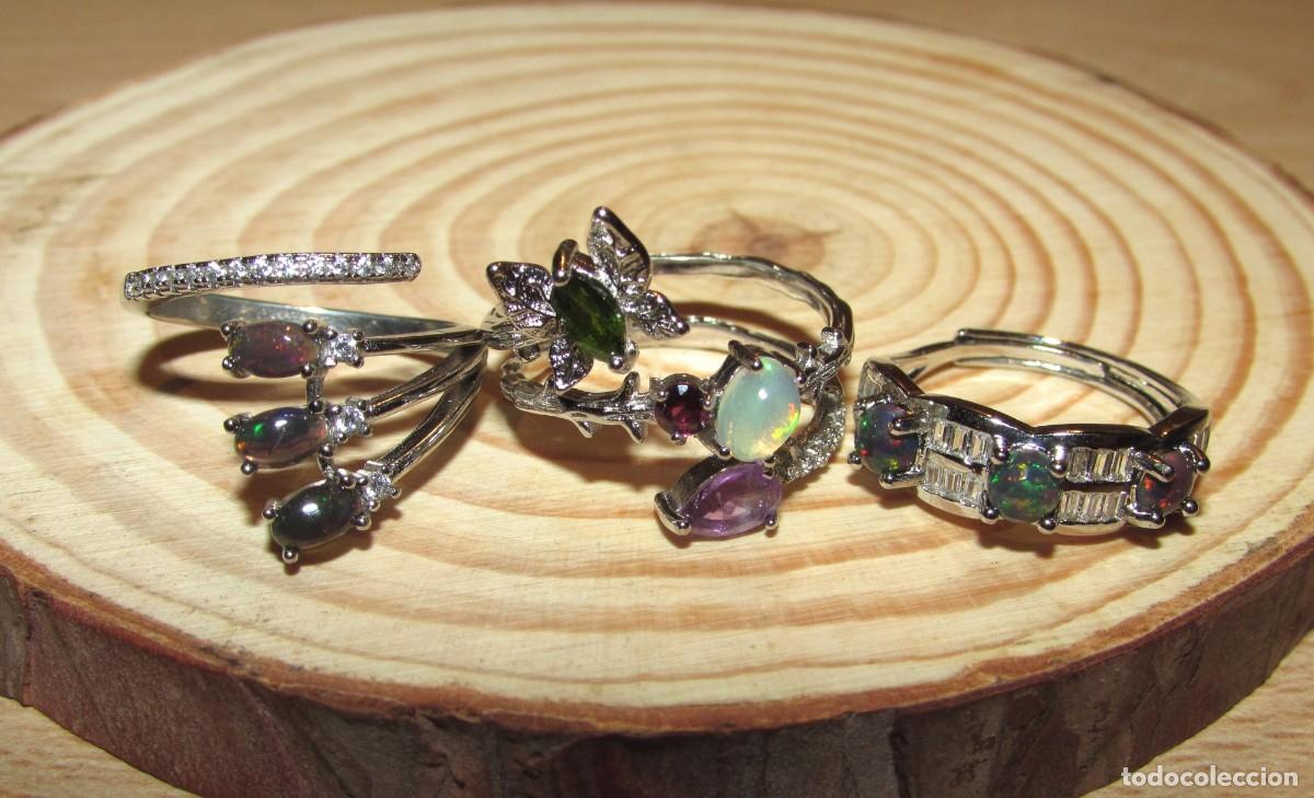 Joyeria: Lote colecci&oacute;n 3 anillos sortijas &oacute;palos - Foto 1