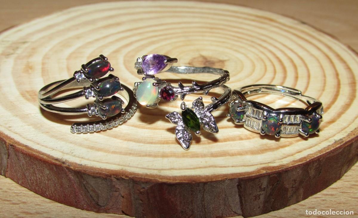 Joyeria: Lote colecci&oacute;n 3 anillos sortijas &oacute;palos - Foto 2