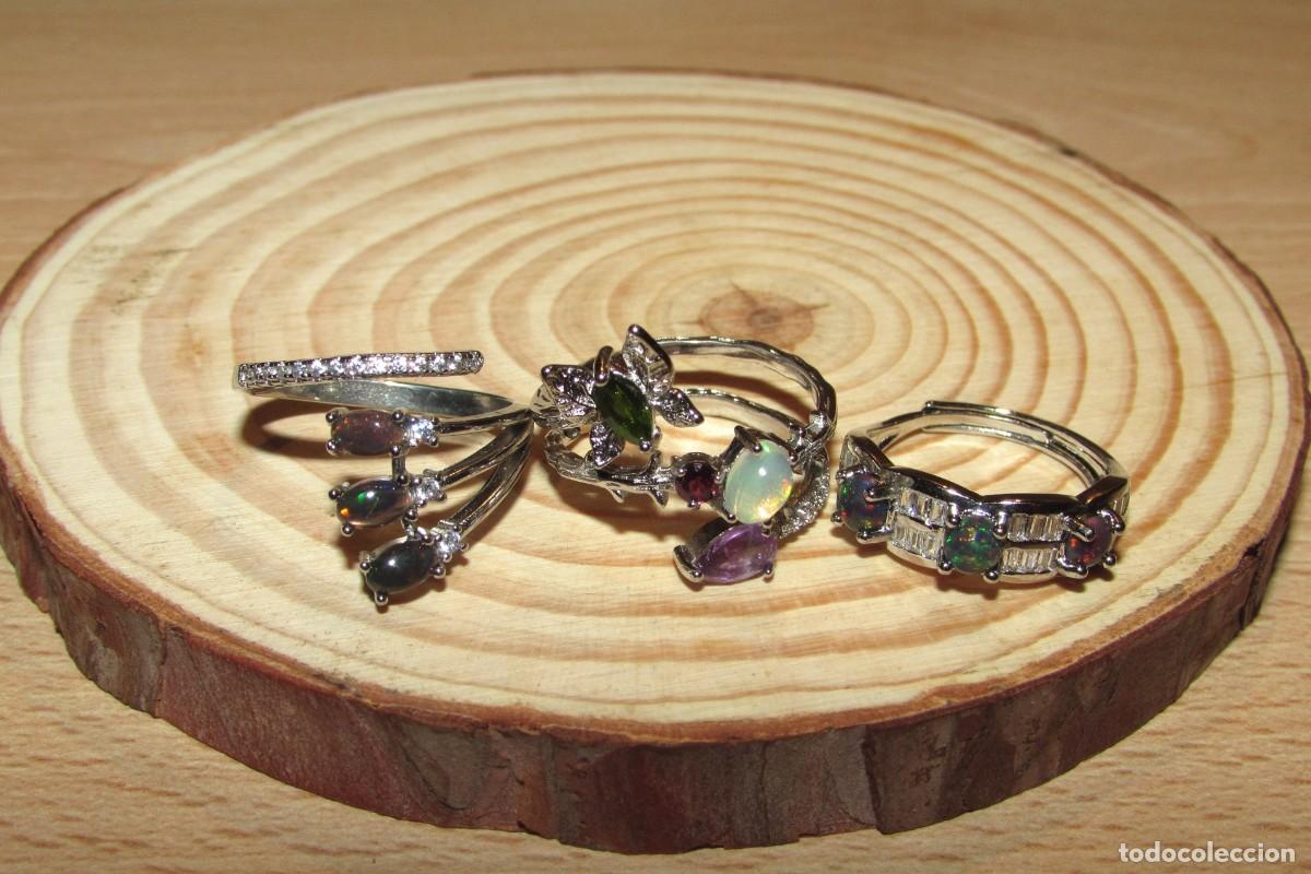 Joyeria: Lote colecci&oacute;n 3 anillos sortijas &oacute;palos - Foto 3