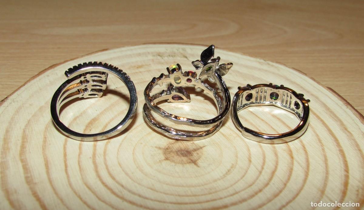 Joyeria: Lote colecci&oacute;n 3 anillos sortijas &oacute;palos - Foto 5