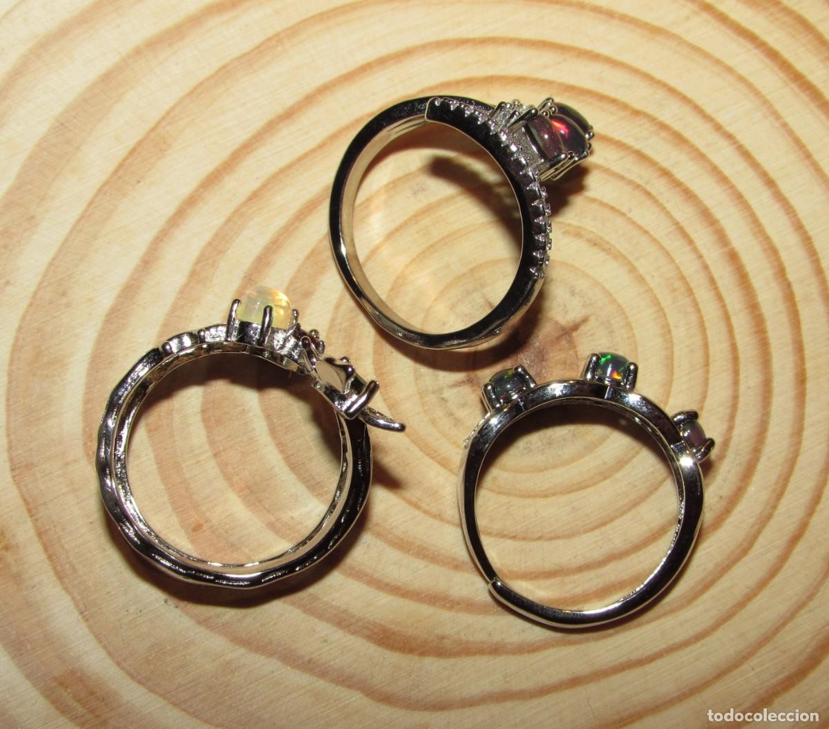 Joyeria: Lote colecci&oacute;n 3 anillos sortijas &oacute;palos - Foto 6