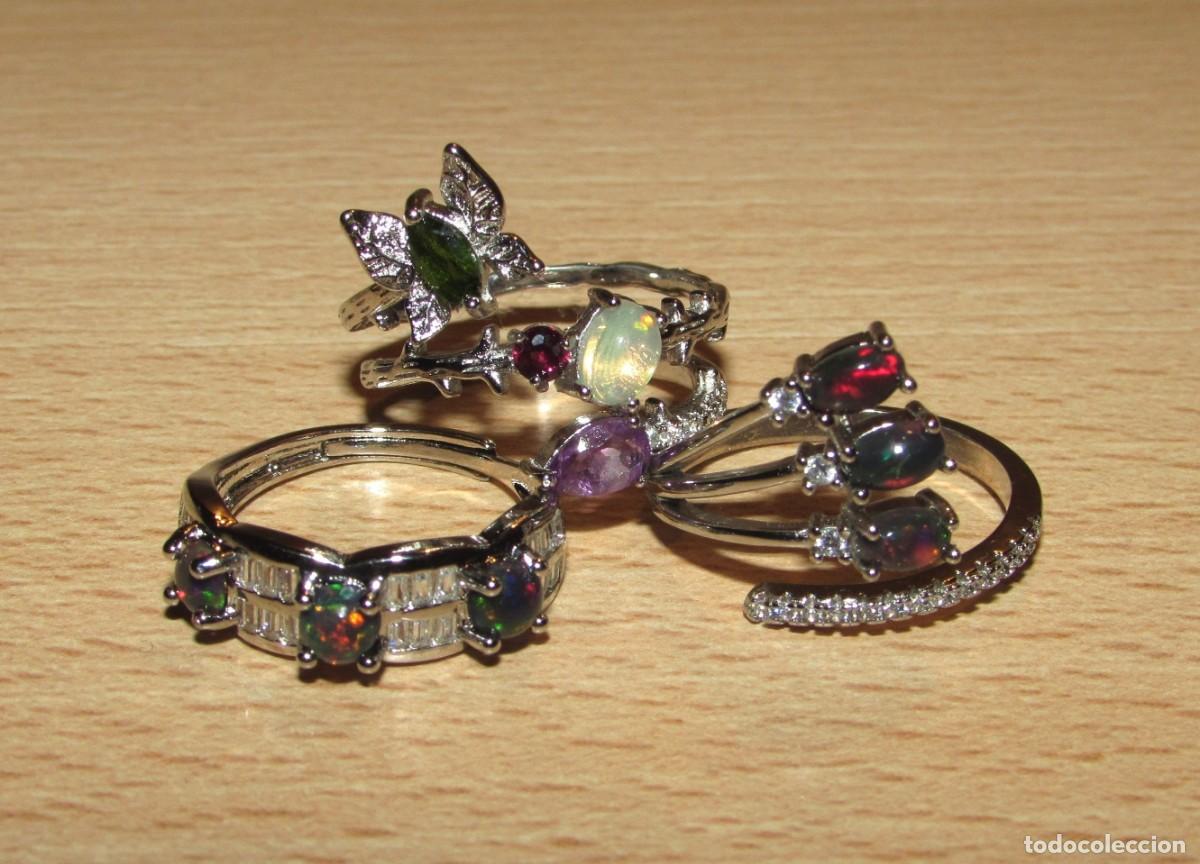 Joyeria: Lote colecci&oacute;n 3 anillos sortijas &oacute;palos - Foto 7