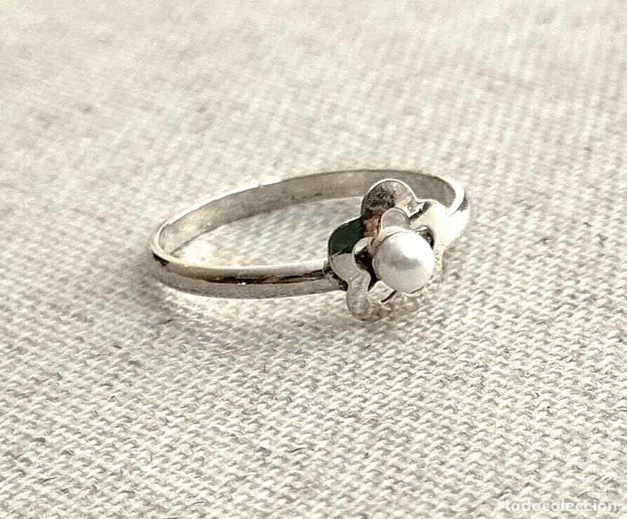 Schmuck: Anillo ni&ntilde;a, Plata de Ley con perlita