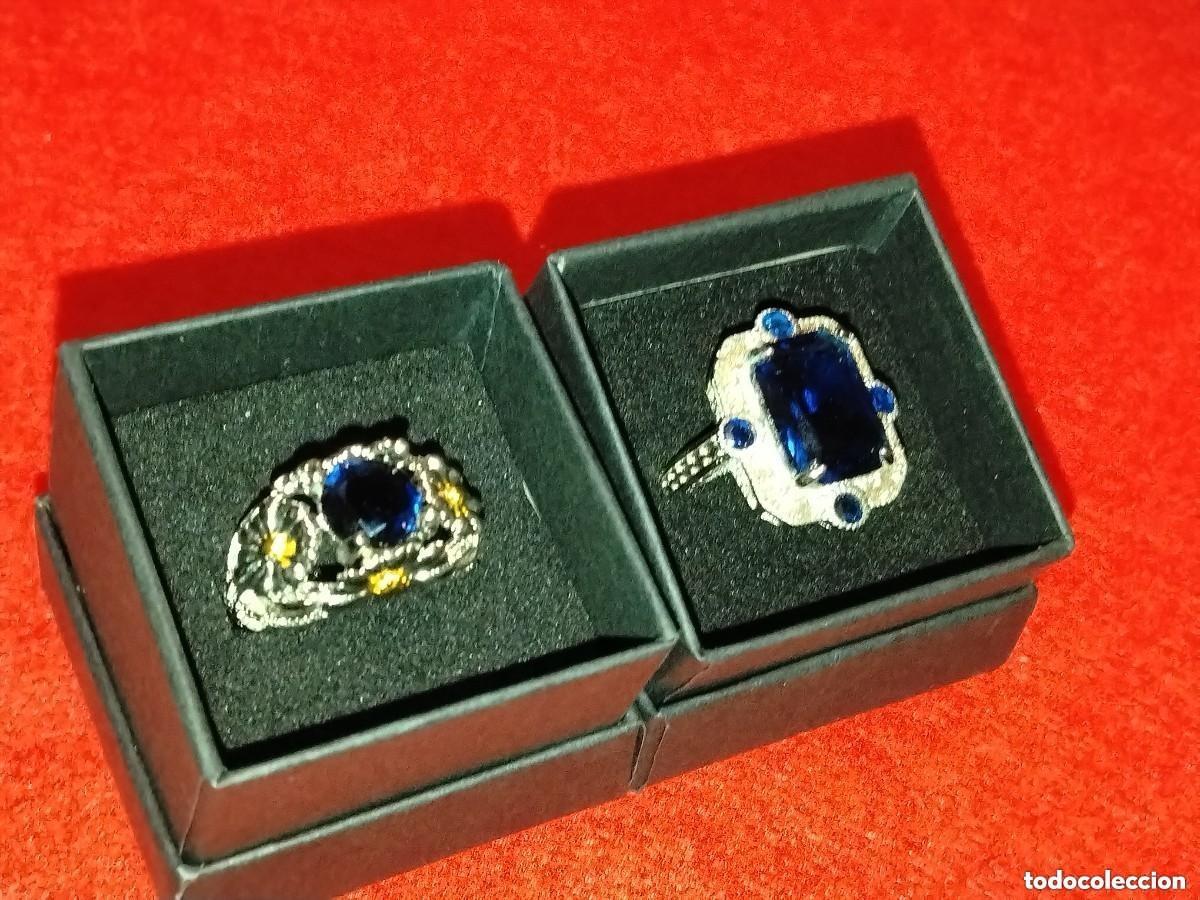 Schmuck: PRECIOSO CONJUNTO DE 2 ANILLOS,ACERO INOX Y AZUL TURQUESA GRANDES DISE&Ntilde;ADORES-N&ordm; 9 Y 12