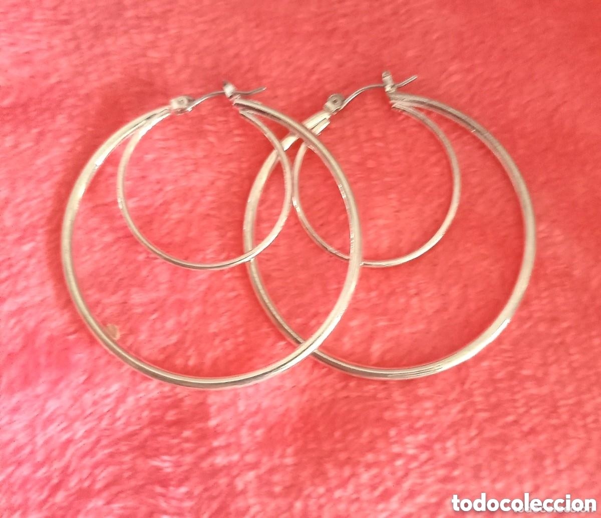 Gioielleria: Originales pendientes de de aro, aretes de doble aro, capa plateados 4,8cm di&aacute;m. Muy bonitos