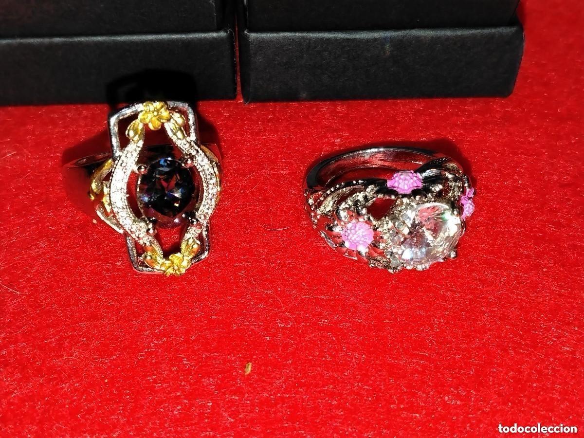 Gioielleria: PRECIOSO CONJUNTO DE 2 ANILLOS,ACERO INOX Y CIRCONITA LILA GRANDES DISE&Ntilde;ADORES-N&ordm; 9 Y 12