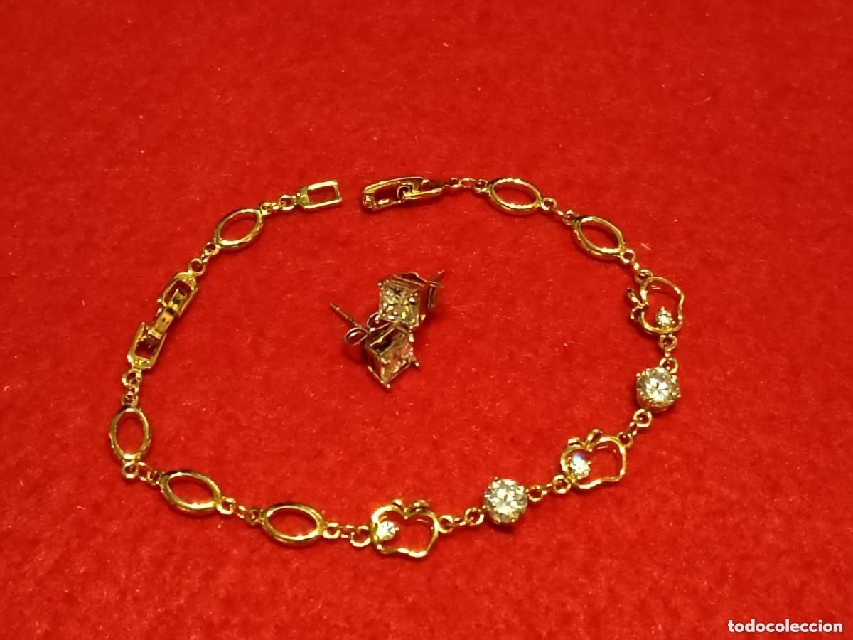 Gioielleria: PRECIOSO CONJUNTO DE PULSERA + PENDIENTES CON CIRCONITA EN GOLD FILLED 14K, DISE&Ntilde;O EXCLUSIVO