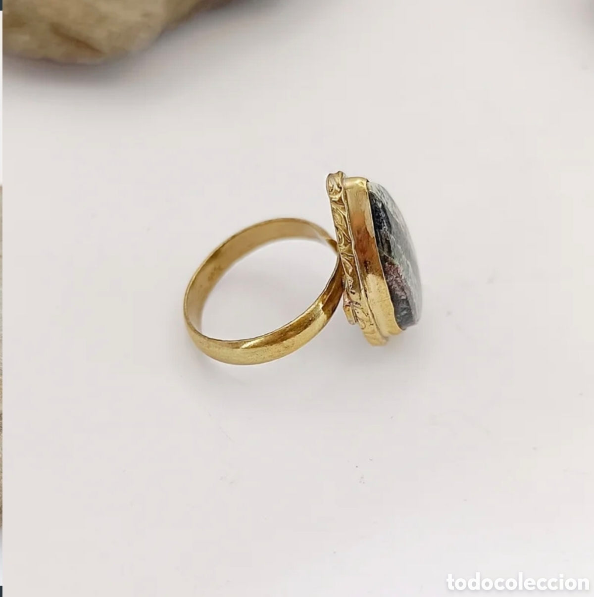 Joyeria: Anillo Mineral de Serpentina de Bronce - Foto 2
