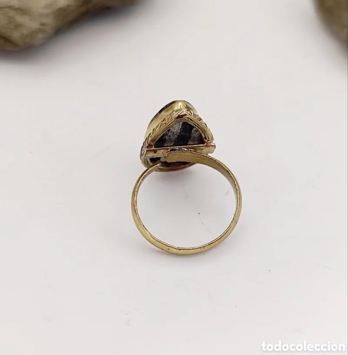 Joyeria: Anillo Mineral de Serpentina de Bronce - Foto 3