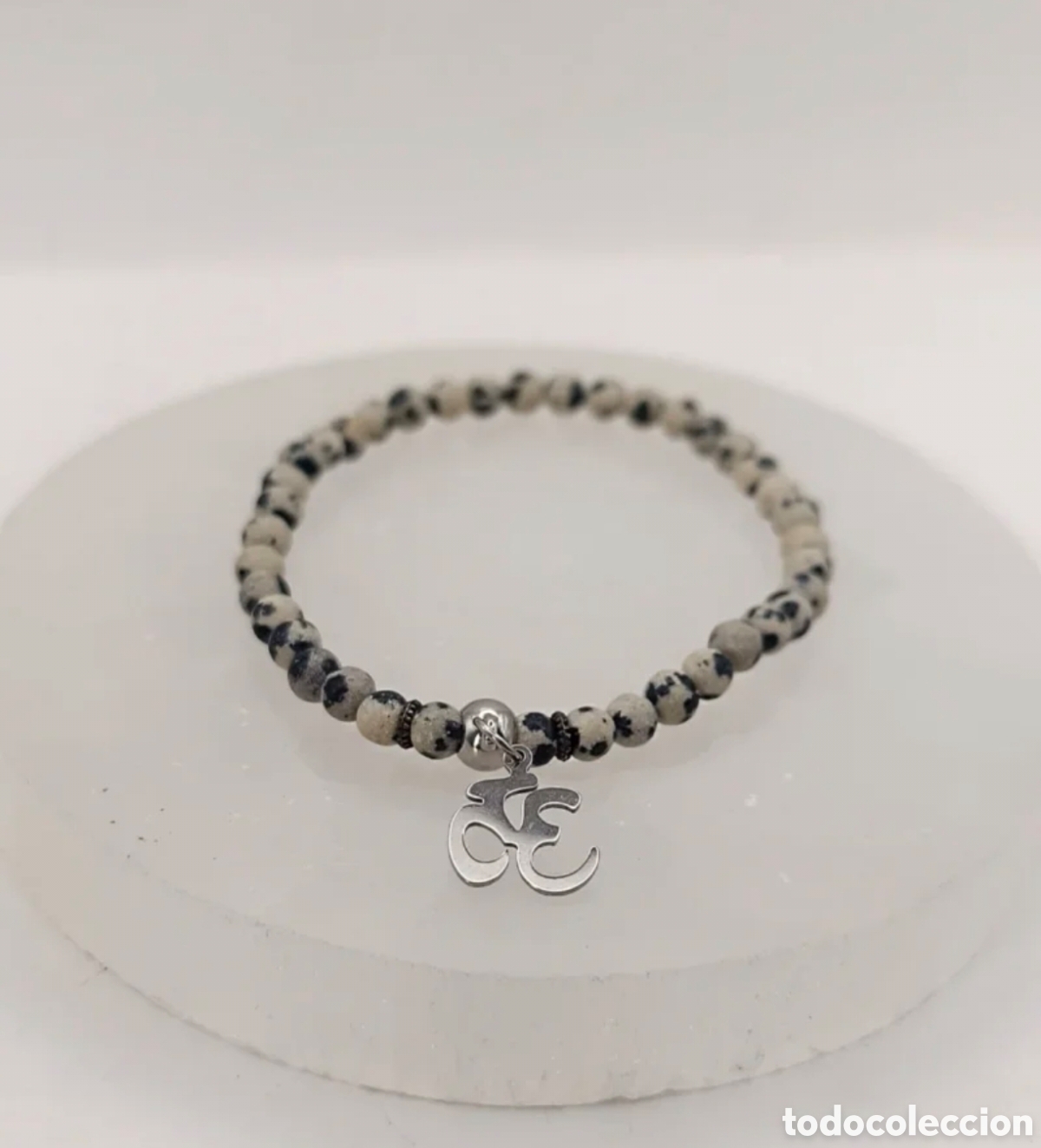 Joyeria: Pulsera Jaspe D&aacute;lmata 4mm con Charm Om - Foto 1