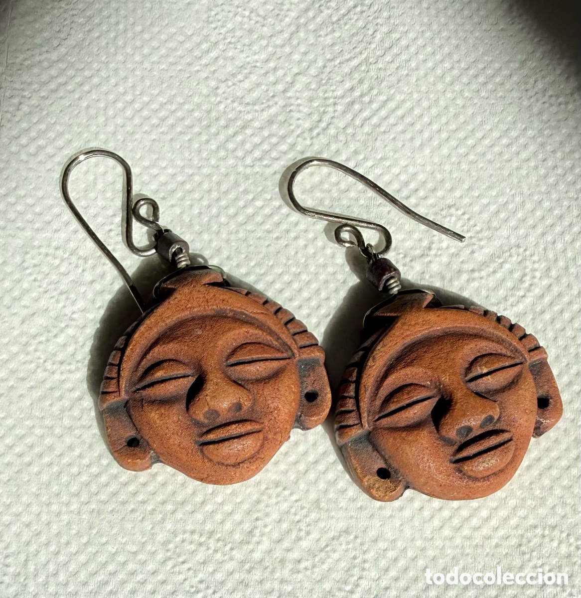 Joyeria: Pendientes &eacute;tnicos terracota y plata