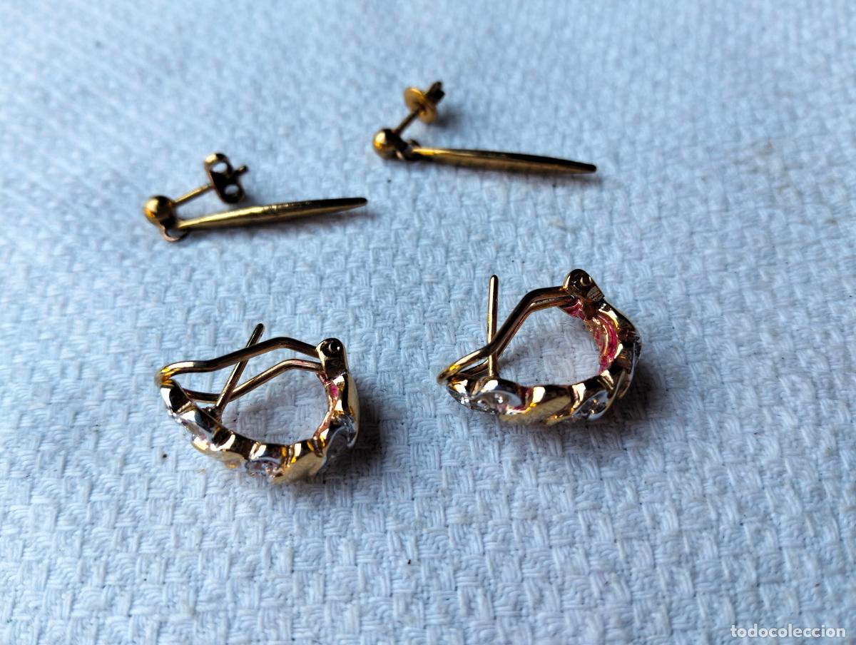 Joalharia: Lote pendientes antiguos o vintage bisuter&iacute;a metal color dorado